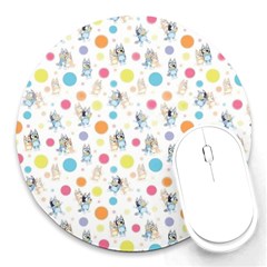 Bluey, Bluey Merch, Bluey Pattern, Bluey Bluey, Bingo, Bluey Design, Bluey Dog Round Mousepad by avitendut