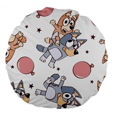 Bluey, Bluey Merch, Bluey Pattern, Bluey Bluey, Bingo, Bluey Design, Bluey Dog Large 18  Premium Flano Round Cushions by avitendut