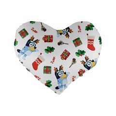 Bluey, Bluey Merch, Bluey Pattern, Bluey Bluey, Bingo, Bluey Design, Bluey Dog Standard 16  Premium Flano Heart Shape Cushions by avitendut