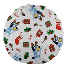 Bluey, Bluey Merch, Bluey Pattern, Bluey Bluey, Bingo, Bluey Design, Bluey Dog Large 18  Premium Round Cushions by avitendut