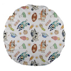 Bluey, Bluey Merch, Bluey Pattern, Bluey Bluey, Bingo, Bluey Design, Bluey Dog Large 18  Premium Flano Round Cushions by avitendut