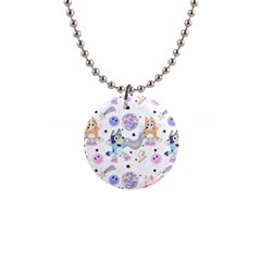 Bluey, Bluey Merch, Bluey Pattern, Bluey Bluey, Bingo, Bluey Design, Bluey Dog 1  Button Necklace by avitendut