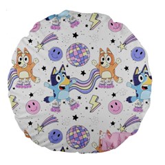 Bluey, Bluey Merch, Bluey Pattern, Bluey Bluey, Bingo, Bluey Design, Bluey Dog Large 18  Premium Round Cushions by avitendut