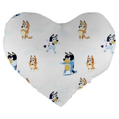 Bluey, Bluey Merch, Bluey Pattern, Bluey Bluey, Bingo, Bluey Design, Bluey Dog Large 19  Premium Flano Heart Shape Cushions by avitendut