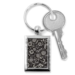 Mid Century Retro Floral 1970s 1960s Pattern 71 Key Chain (rectangle) by violetheavensky