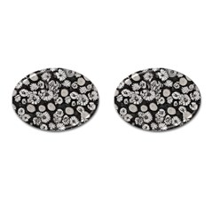 Mid Century Retro Floral 1970s 1960s Pattern 86 Cufflinks (oval) by violetheavensky