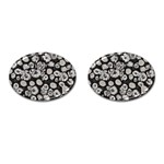 Mid Century Retro Floral 1970s 1960s Pattern 86 Cufflinks (Oval) Front(Pair)