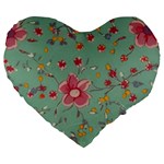 Mid Century Retro Floral 1970s 1960s Pattern 79 Large 19  Premium Flano Heart Shape Cushions Front
