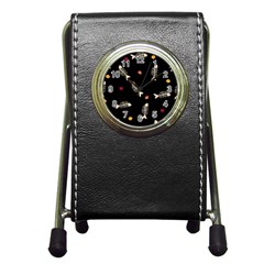 Pattern Design Seamless Fishbone Pen Holder Desk Clock by Tsamara