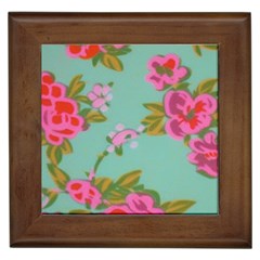 Mid Century Retro Floral 1970s 1960s Pattern 81 Framed Tile by violetheavensky