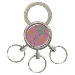 Mid Century Retro Floral 1970s 1960s Pattern 80 3-ring Key Chain by violetheavensky
