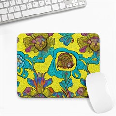 Mid Century Retro Floral 1970s 1960s Pattern 60 Small Mousepad by violetheavensky