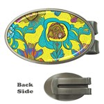 Mid Century Retro Floral 1970s 1960s Pattern 60 Money Clips (Oval)  Front
