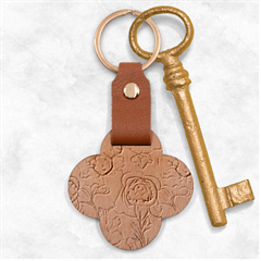 Mid Century Retro Floral 1970s 1960s Pattern 60 Engraved Wood Key Chain by violetheavensky