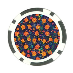Mid Century Retro Floral 1970s 1960s Pattern 61 Poker Chip Card Guard (10 Pack) by violetheavensky