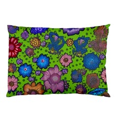 Mid Century Retro Floral 1970s 1960s Pattern 59 Pillow Case (two Sides) by violetheavensky
