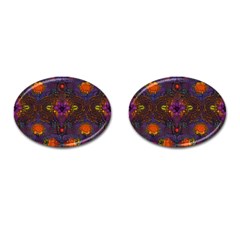 Mid Century Retro Floral 1970s 1960s Pattern 67 Cufflinks (oval) by violetheavensky
