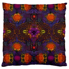 Mid Century Retro Floral 1970s 1960s Pattern 67 Large Cushion Case (one Side) by violetheavensky