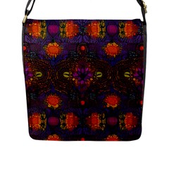 Mid Century Retro Floral 1970s 1960s Pattern 67 Flap Closure Messenger Bag (l) by violetheavensky