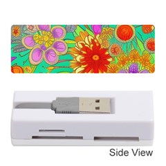 Mid Century Retro Floral 1970s 1960s Pattern 58 Memory Card Reader (stick) by violetheavensky
