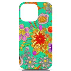 Mid Century Retro Floral 1970s 1960s Pattern 58 Iphone 14 Pro Max Black Uv Print Pc Hardshell Case by violetheavensky