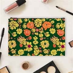 Mid Century Retro Floral 1970s 1960s Pattern 68 Cosmetic Bag (large) by violetheavensky