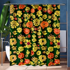Mid Century Retro Floral 1970s 1960s Pattern 68 Shower Curtain 60  X 72  (medium)  by violetheavensky