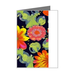 Mid Century Retro Floral 1970s 1960s Pattern 54 Mini Greeting Card by violetheavensky