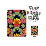 Mid Century Retro Floral 1970s 1960s Pattern 54 Playing Cards 54 Designs (Mini) Front - Heart10