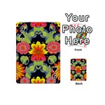 Mid Century Retro Floral 1970s 1960s Pattern 54 Playing Cards 54 Designs (Mini) Front - Spade9
