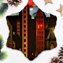 Sci-fi Futuristic Science Fiction City Neon Scene Artistic Technology Machine Fantasy Gothic Town Bu Ornament (snowflake) by Posterlux