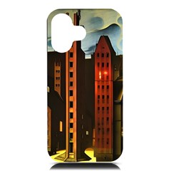 Sci-fi Futuristic Science Fiction City Neon Scene Artistic Technology Machine Fantasy Gothic Town Bu Iphone 16 Black Uv Print Pc Hardshell Case by Posterlux
