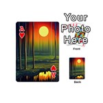 Outdoors Night Moon Full Moon Trees Setting Scene Forest Woods Light Moonlight Nature Wilderness Lan Playing Cards 54 Designs (Mini) Front - HeartA