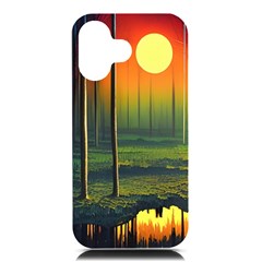 Outdoors Night Moon Full Moon Trees Setting Scene Forest Woods Light Moonlight Nature Wilderness Lan Iphone 16 Black Uv Print Pc Hardshell Case by Posterlux