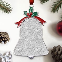 Light Grey Snake Metal Holly Leaf Bell Ornament by DinkovaArt