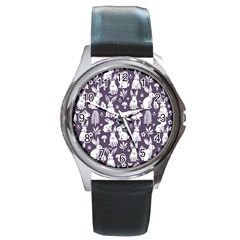 Easter Bunny Pattern Round Metal Watch by Valentinaart