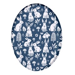 Easter Bunny Pattern Oval Glass Fridge Magnet (4 Pack) by Valentinaart
