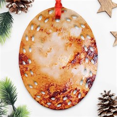Burnt Paper Texture Print Design Oval Filigree Ornament (two Sides) by dflcprintsclothing