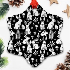 Easter Bunny Pattern Snowflake Ornament (two Sides) by Valentinaart
