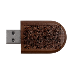 Brown Beige Snake Pattern Wood Oval Usb Flash Drive by DinkovaArt
