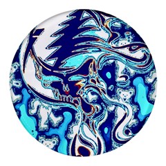 Trippy Dippy Bears Blue Dancing Greatful Dead Skull Steal Your Face Round Glass Fridge Magnet (4 Pack) by Salmanaz77