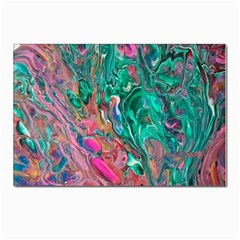 Green Pour Postcard 7  X 5  (pkg Of 10) by kaleidomarblingart