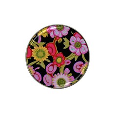 Mid Century Retro Floral 1970s 1960s Pattern 70 Hat Clip Ball Marker by violetheavensky