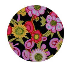 Mid Century Retro Floral 1970s 1960s Pattern 70 Mini Round Pill Box (pack Of 3) by violetheavensky